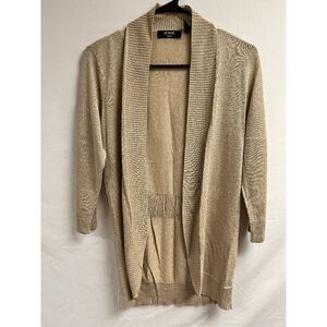Verve Ami Womens Long Sleeve Open Front Knitted cardigan Sweater sparkle gold Sm